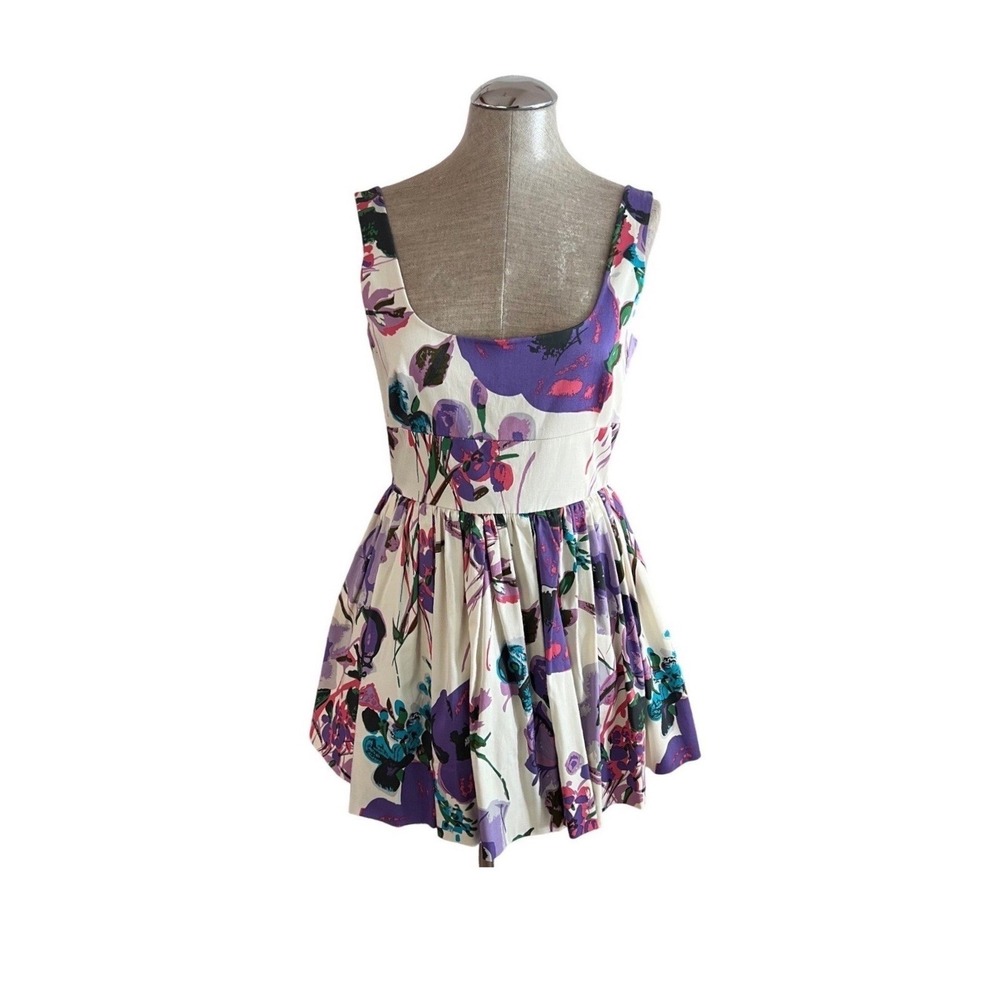 Jack by BB Dakota Purple Floral Cotton Fit & Flare Tulle Mini Dress Size M